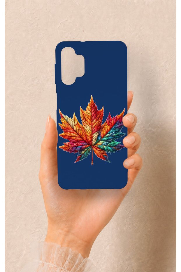 Samsung A32 Compatible Colorful Leaf Patterned Silicone Case