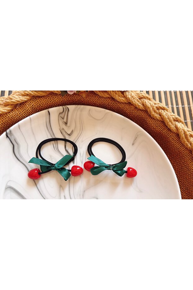 مشبك مطاطي على شكل كرز، طقم من قطعتين من مشابك الكرز