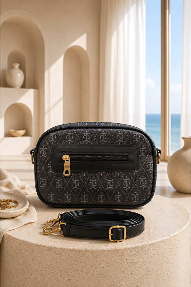 Double Compartment Hand & Shoulder Bag Black