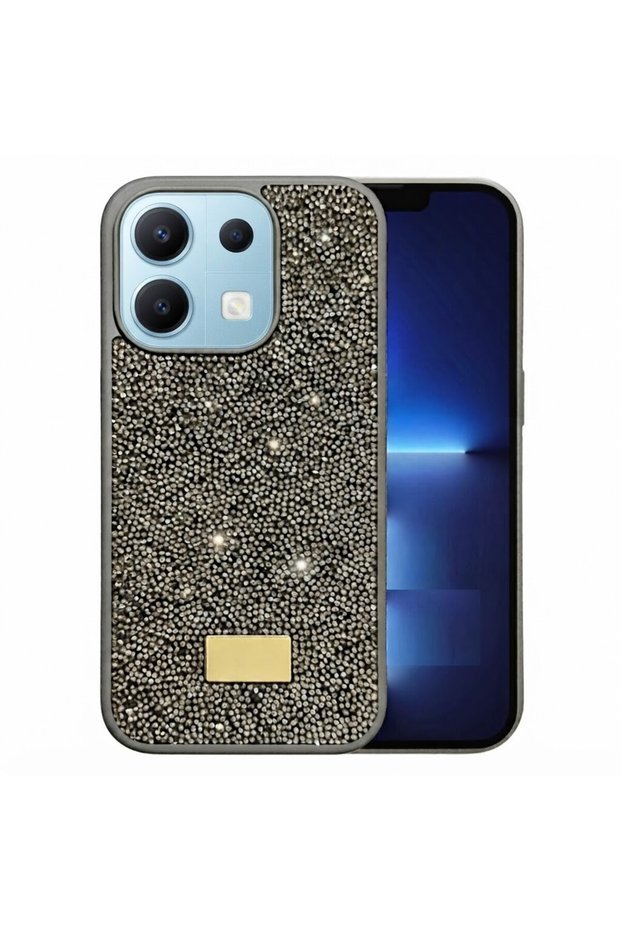 Infinix Hot 50İ Case with Silicone Edges and Shiny Lux Diamond Cover