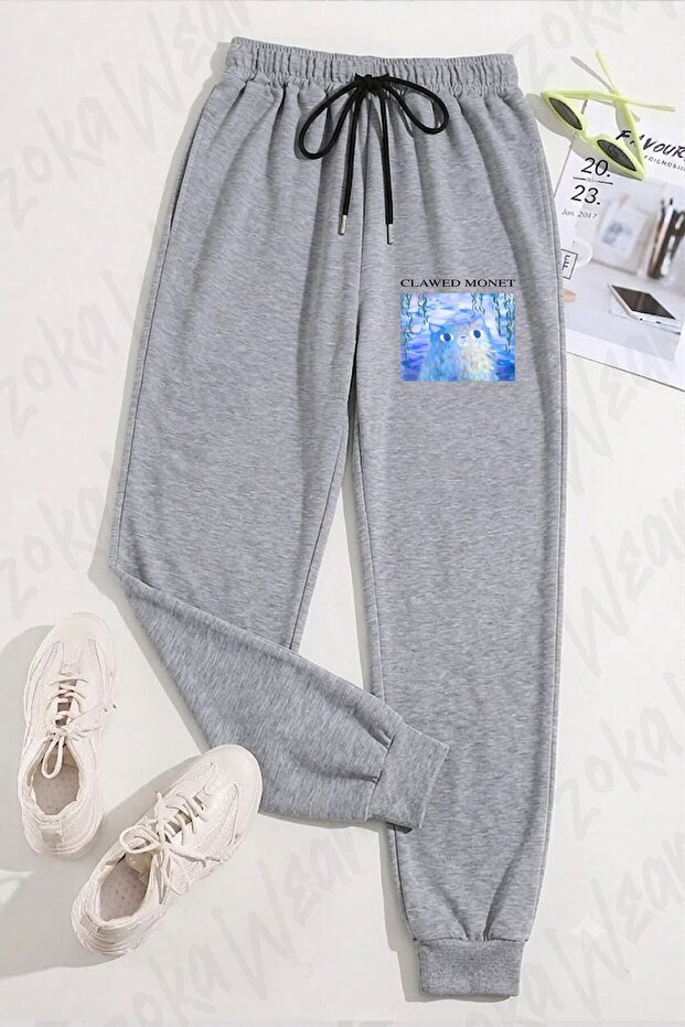 Unisex Clawed Monet Artist Cat Printed Sweatpants