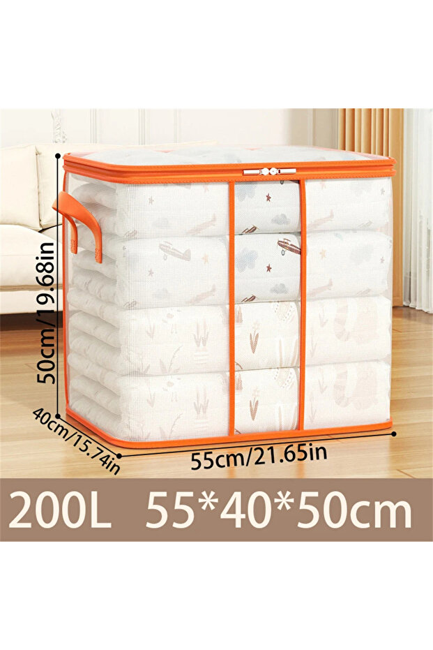 200L Extra Large Handle Storage Bag - Portable Clothing And Quilt Organizing Bag with Window, Durabl