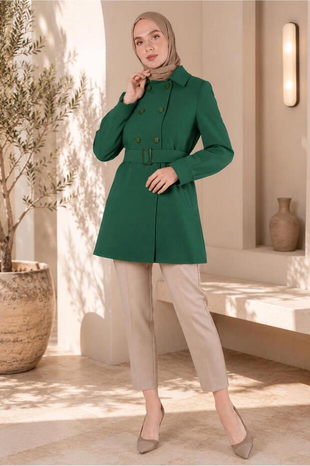 معطف بأزرار وحزام 90349