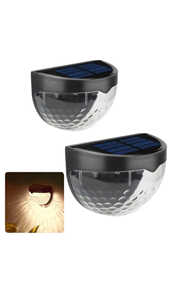 6PCS Black-Warm 6PCS Solar Staircase Lights Waterproof Night Wall Lights Balcony Garden for Outdoor