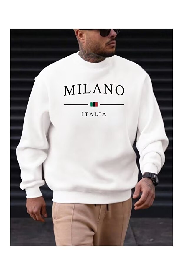 Men's Crewneck Printed Relaxed Fit Sweatshirt