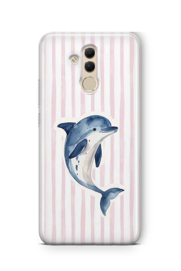 Huawei Mate 20 Lite Compatible Pastel Dolphin Pattern Transparent Phone Case