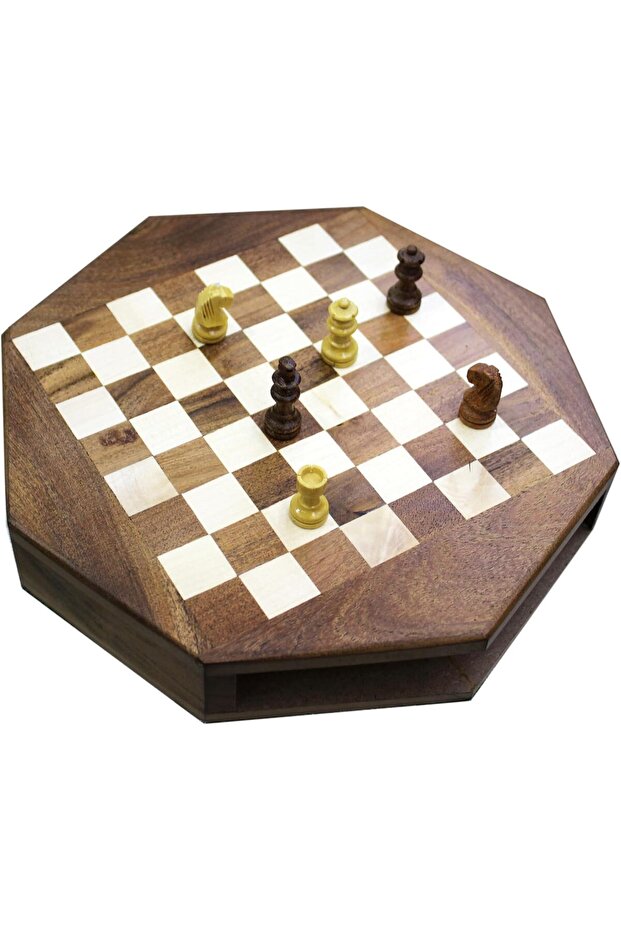 Wooden Octagon Chess Set | 23cm X 23cm