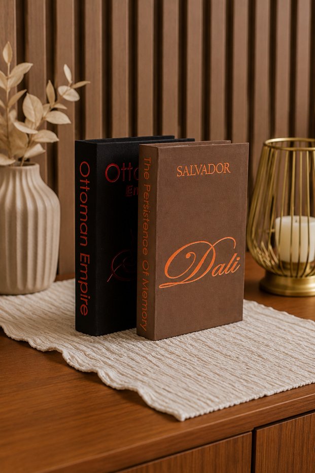Decorative Fabric Book Box Set of 2 - Hidden Storage Box Modern Home and Office Accessory