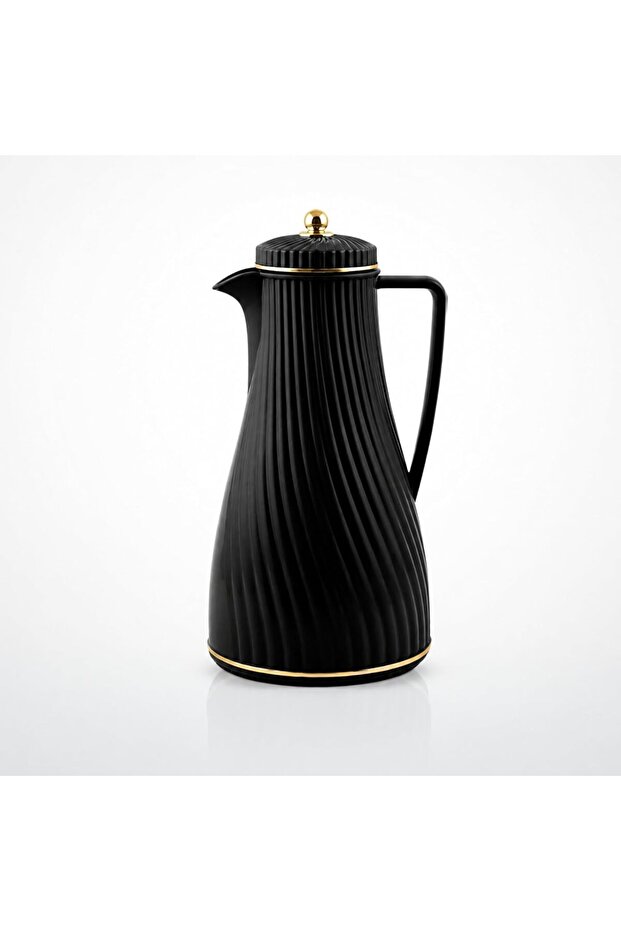 1L Vacuum Flask Dallah Arabic Coffee Thermos Double Wall Hot Cold Jug with Grip Handle Black DKW03