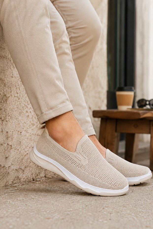 Men's Beige Knitwear Sneaker Daily Light Walking Shoes