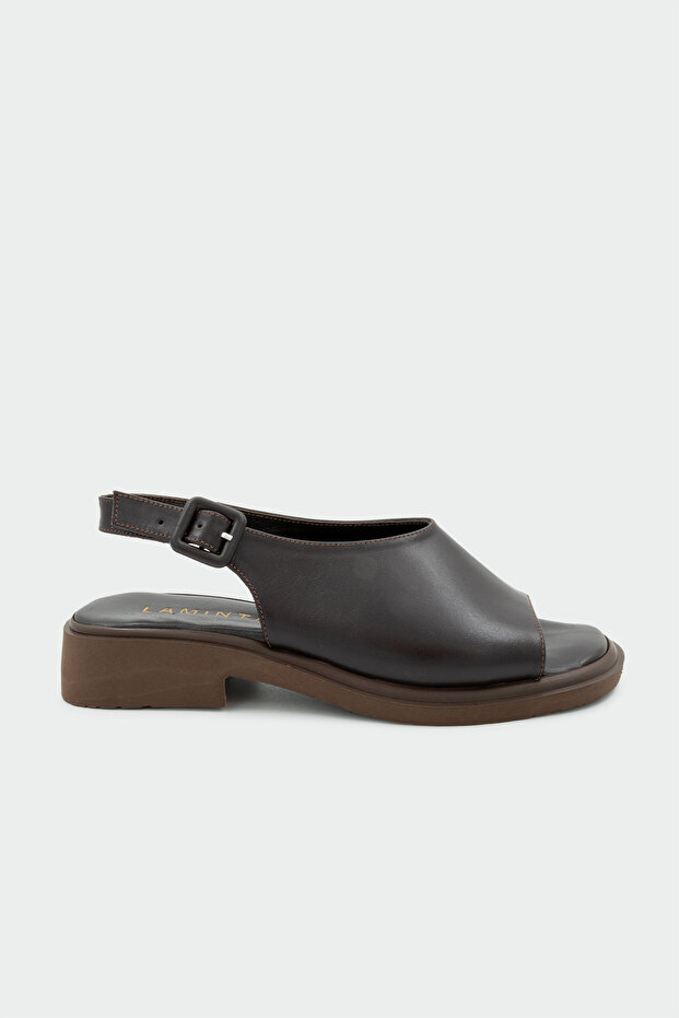 Arles Genuine Leather Thick Sole Women's Bitter Brown Sandals