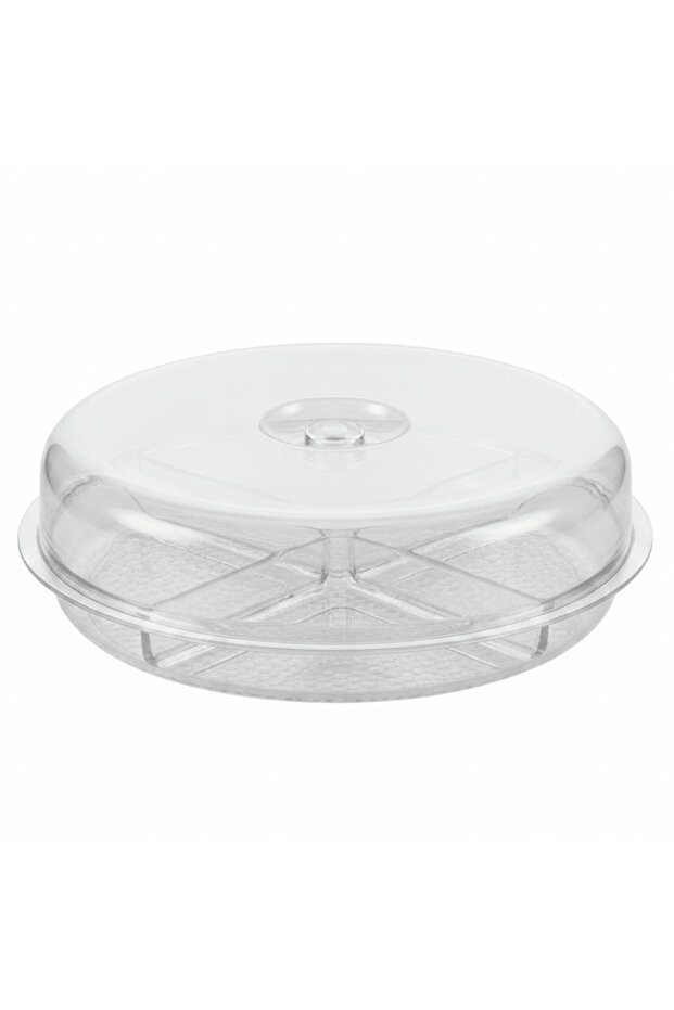 Round Acrylic Candy Box with 4 Inner Bowls | Clear Divided Serving Tray with Dome Lid | 31.5 x 31.5 x 9 cm
