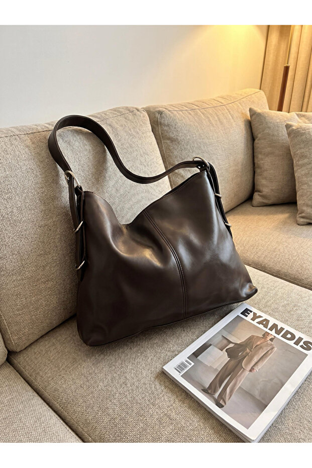 Women's Large Volume Italian Style Zippered Lined Daily Use Hand and Shoulder Bag