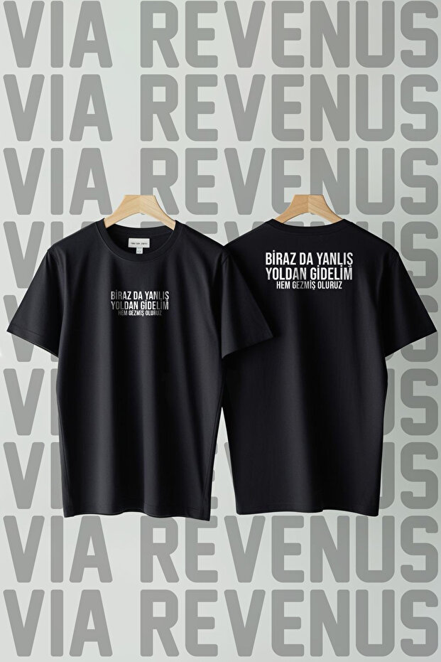Let's Go Off the Beaten Path a Little Bit. Front and Back Printed Wide-Cut 100% Cotton T-Shirt.