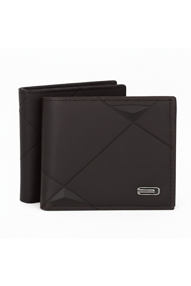 Men’s Slim Bifold Wallet – Premium Synthetic Leather, Minimalist Design, Multiple Card Slots, Metal Logo