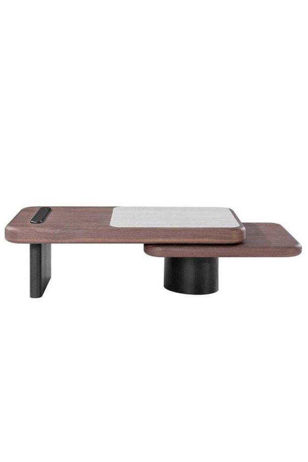 Ansel Coffee Table With Marble- Walnut/Beige