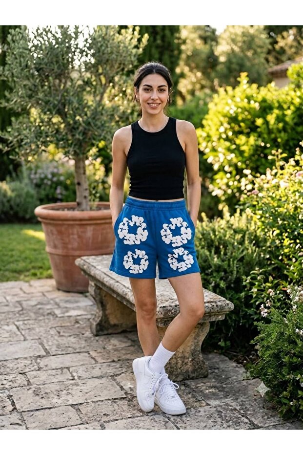 Women's Oversize Shorts - 3D Puff Floral Printed Cotton Shorts 💯