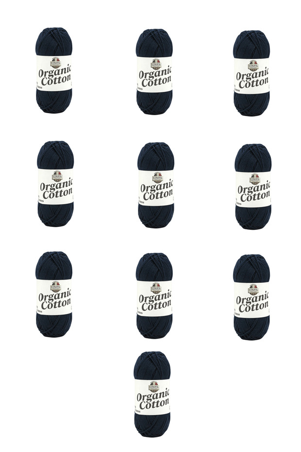 10 Pieces of Organic Cotton (75432) Navy Blue 100% Organic Cotton Amigurumi and Baby Knitting Yarn