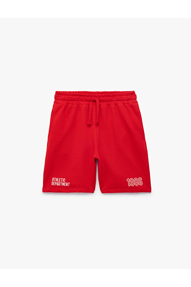 Printed Detailed Cotton Shorts with Elastic Waistband