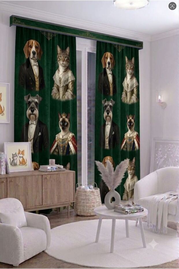 Baby Kids Room Background Curtain 140X260 cm 2 Wings Cute Patterned Decorative Digital Printed Premium Children's Room Curtain