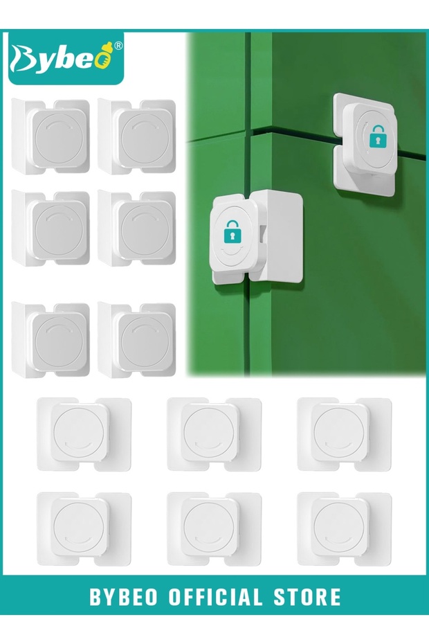 12-Piece Baby Safety Locks, Kids Security Locks Set, Adjustable Children Safety Locker for Freezer, Cabinet, Drawers, Door, 3M Adhesive Pads, No Drilling, Ideal for Toddlers Children and Kids