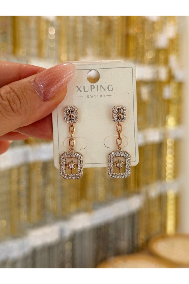 Xuping Non-Fade Rose Gold North Star Detail Earrings