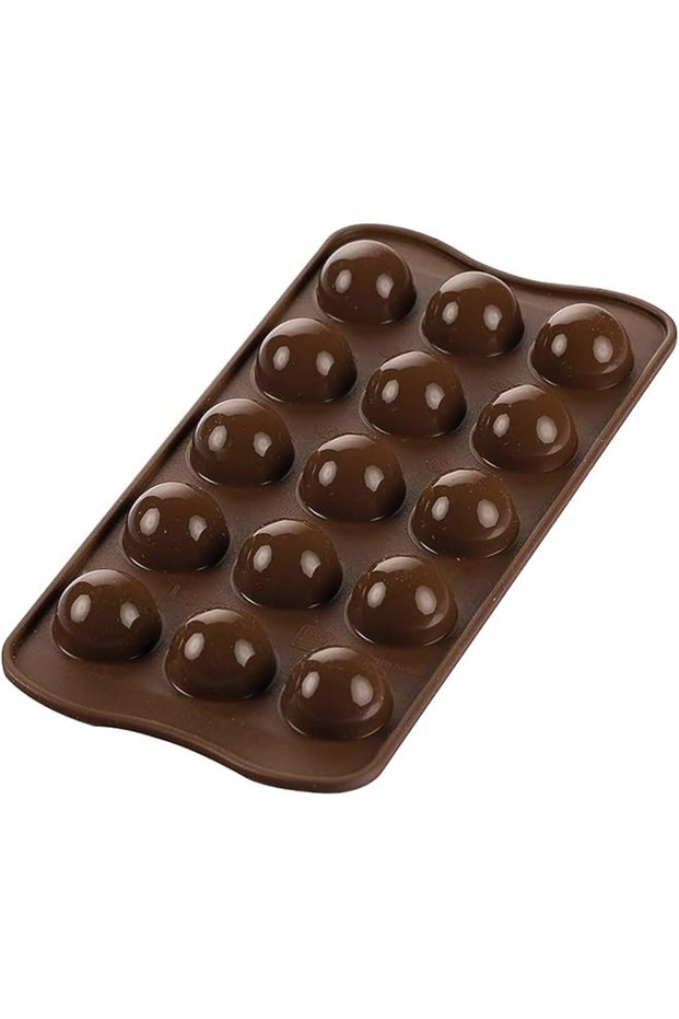 15 Cavities 3D Chocolate Tartufino Baking Mold, Made In Italy, Food-Grade Silicone, Flexible, Durable, Easy Release, Safe in Oven, Microwave, Fridge, Freezer & Dishwasher, 2215077-0065