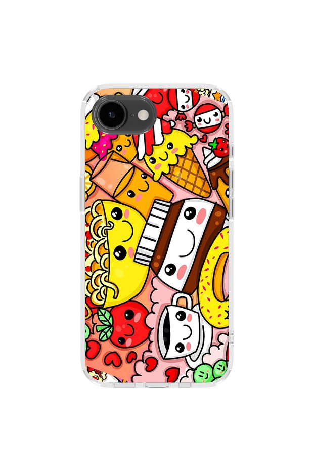 iPhone 17E Compatible Printed Transparent Phone Case | Collection: Snacktoon Delight