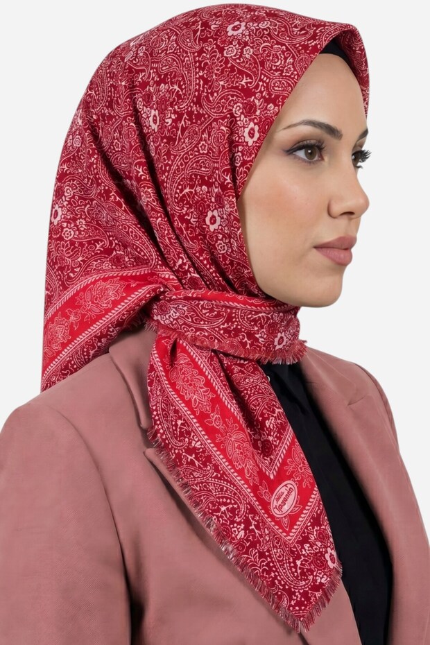 وشاح نسائي من قماش التيمبرولين بنمط الشال الأصلي باللون الفوشيا الوردي