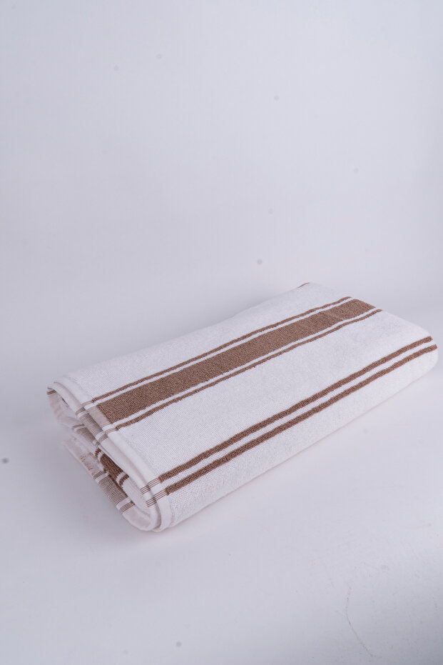 100% Cotton Beach Towel 90X180 Yarn Dyed (Beige-White)