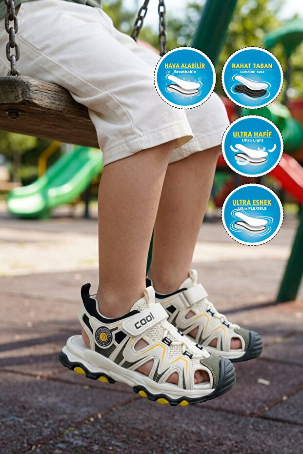 Khaki Velcro Mesh Lightweight Boys' Sandals Suv F
