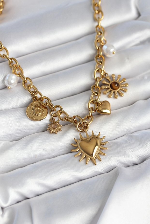 316L Steel Gold Rk Charm Model Women's Necklace