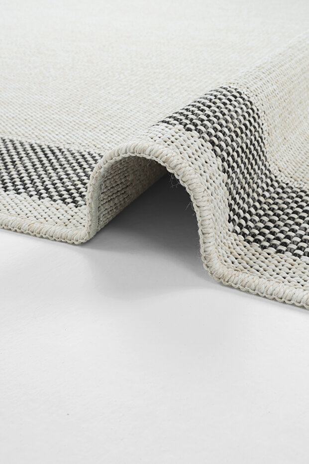 Delhi Cream Sisal Carpet Non-slip Woven Mat with Decorative Frame Thin Living Room Balcony Kitchen Carpet