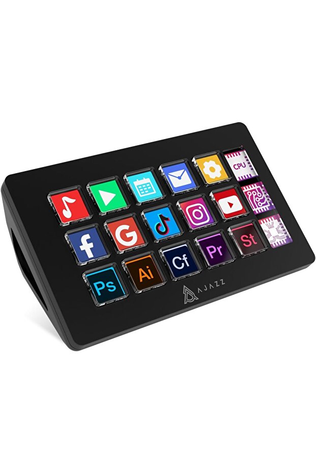 AKP153 15-Key Programmable Macro Pad for Streaming Editing PC Mac Compatible Black
