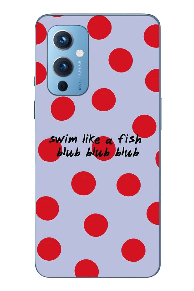 One Plus 9 Compatible Red Polka Dot Patterned Transparent Phone Case