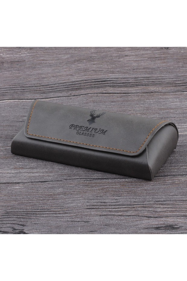 Gray Vintage Leather Eyeglasses Case, Magnetic Closure Sunglasses Box, Anti-Scratch Eyewear Holder,