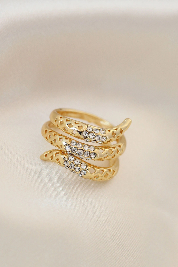 Adjustable Gold Color Metal Zircon Stone Ring