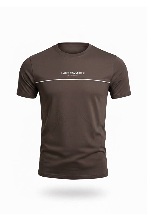 Men's Regular Fit Viscose T-Shirt with Chest Stripes and Embossed Lettering - Premium Anti-Pilling Vortex Fabric