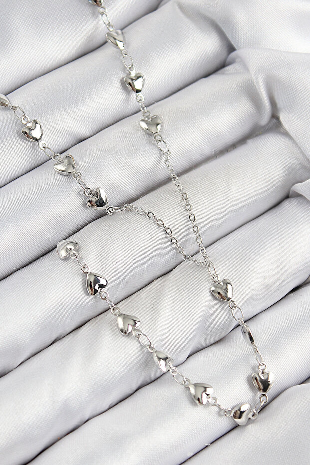 Brass Zircon Stone Heart Model Silver Color Y Necklace