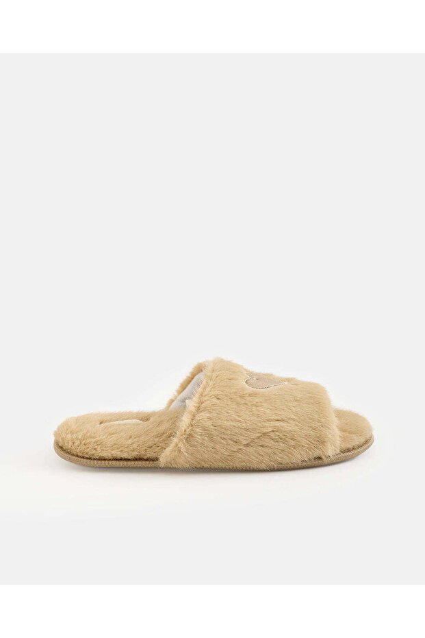 Women Taupe Heart Embossed Slipper
