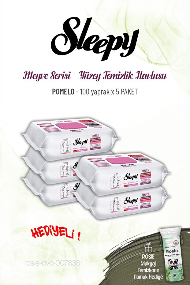 Pomelo Surface Cleaning Towel 100 Sheets X 5 Packs and Rosie