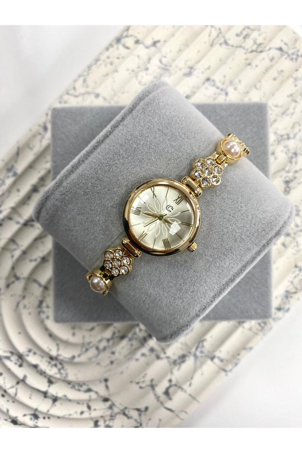 Lotus Stone Cord Gold Yellow Dial Women's Wristwatch
