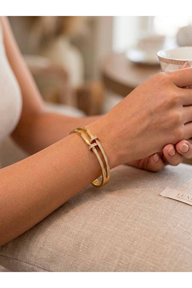 Stoned Studded Steel Bracelet