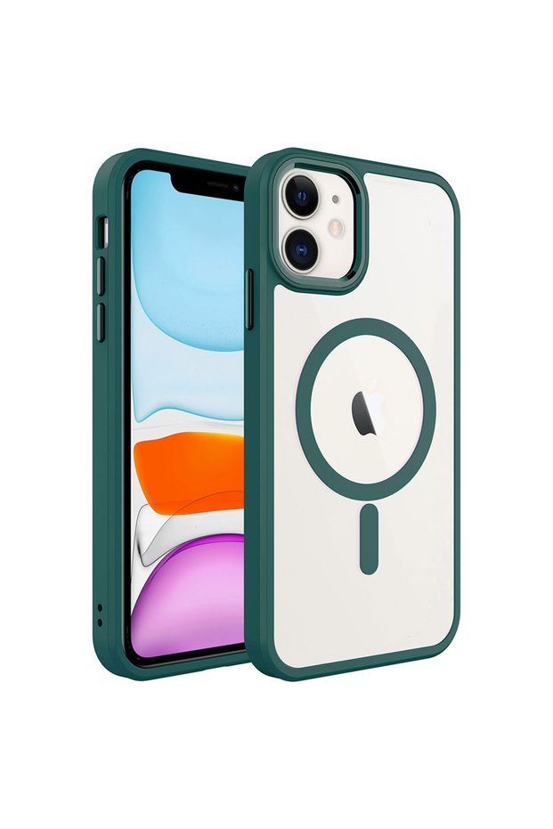 iPhone 11 Case Magsafe Transparent Back Face Camera Raised Silicone Tgco