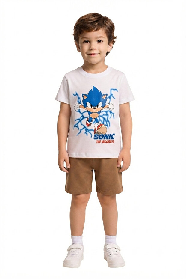 Boys' Sonic Printed Crew Neck T-Shirt - Shorts Set