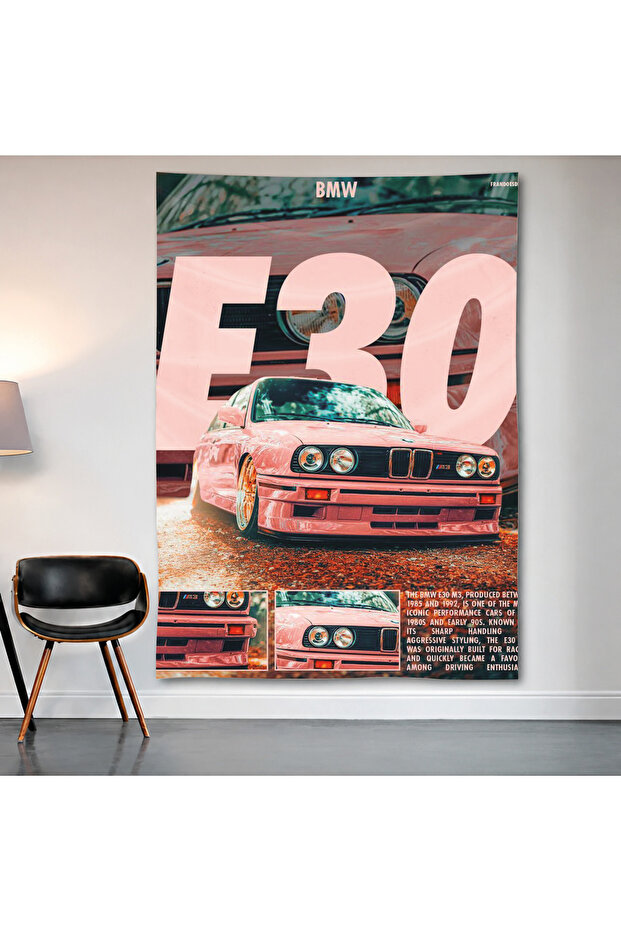 Bmw E30 Wall Covering Wall Tapestry First Quality Satin Fabric Poster