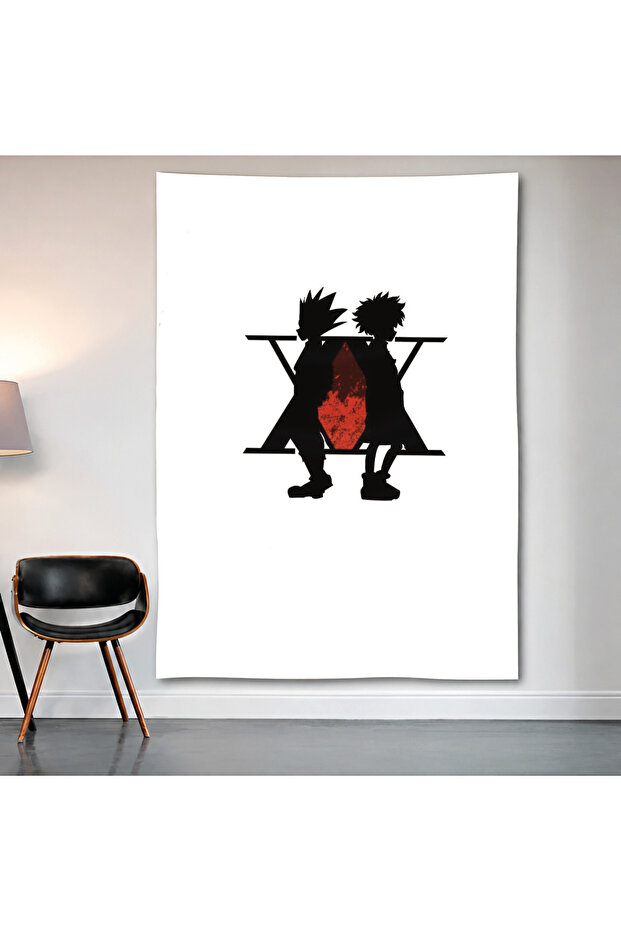 Hunter X Hunter Minimal Logo Wall Covering Wall Tapestry First Quality Satin Fabric Poster