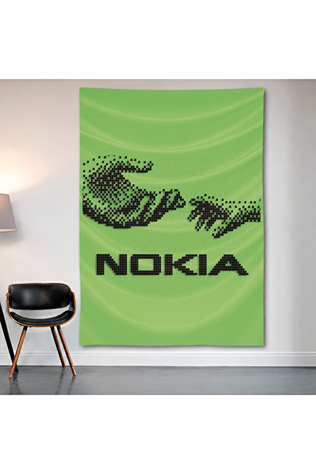 Nokia Vintage Logo Wall Covering Wall Tapestry First Quality Satin Fabric Poster