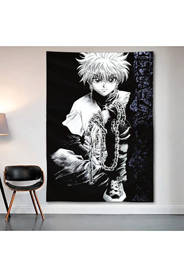 Hunter X Hunter Killua Zoldyck Wall Covering Wall Tapestry First Quality Satin Fabric Poster