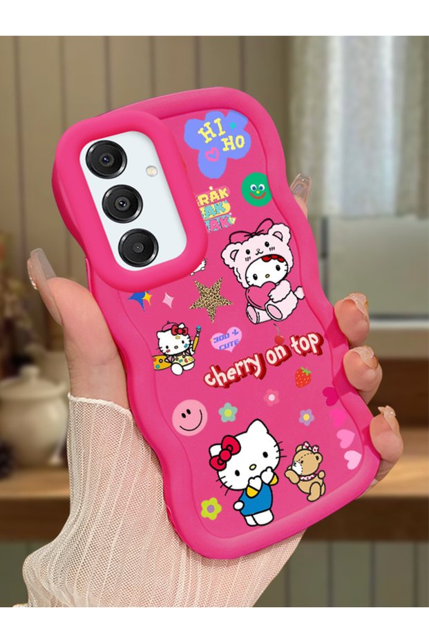 Samsung Galaxy A16 Compatible Case with Camera Protector Red Silicone Couple Phone Case Kitty Pattern